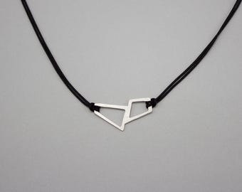 Brushed Silver Choker Necklace. Modern Asymmetrical Jewelry.