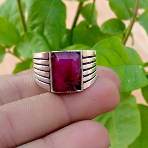Ruby Gemstone Ring, Solid 925 Sterling Silver, Men's Ring, Handmade Artisan Jewelry, Vintage Statement Jewelry, Anniversary Gift for Him