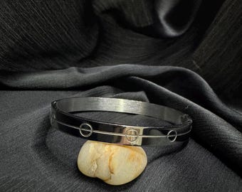 18K Silver Plated Minimalist Bangle Bracelet, Cuff, Stackable Bracelet, Modern Jewelry Gift for Women