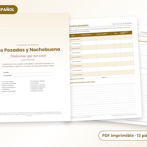 Planificador de Posadas y Nochebuena en Español | Niedrukowany plik PDF | Tamalada, Menú, Rosca de Reyes | Planista Navidad Mexicana