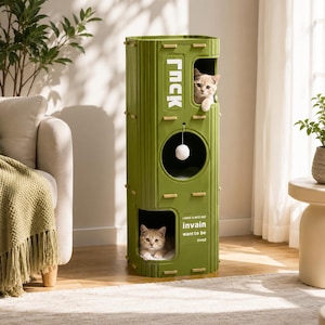 Torre para gatos moderna con rascador, árbol para gatos de varios niveles, casa interactiva para gatos, muebles de interior para gatos, torre para trepar gatos