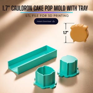 1.7" Cauldron / Pot of Gold Cake Pop Mold STL Cutter, Pusher, Tray (Digital Download)