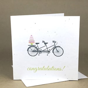Pflanzbare Öko-Saatkarte / Tandem-Fahrrad mit Hochzeitstorte