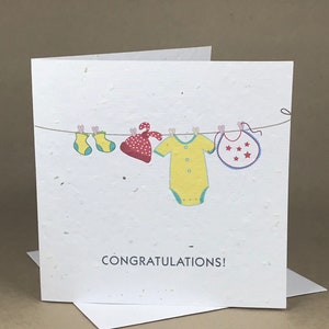 Plantable Eco-Friendly Zero Waste Seeded Card / Baby Clothes on Clothesline