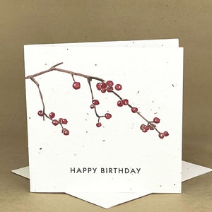 Pflanzbare Öko-freundliche Samenkarte / Zweig mit Beeren... Herzlichen Glückwunsch zum Geburtstag