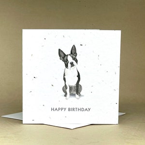 Plantable Eco-Friendly Seeded Card / Joyeux anniversaire ... Boston Terrier