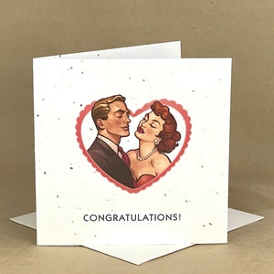 Pflanzbare öko-freundliche Seeded Card / Congrats .... Retro Paar tanzend