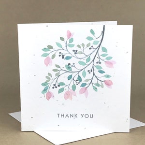 Branche florale Merci / Carte à graines écologique à planter