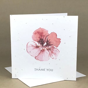 Merci Fleur rouge / Carte à graines plantable respectueuse de l'environnement
