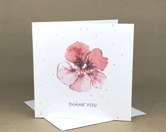 Red Flower Thank You / Eco-Friendly Plantable Seeded Card
