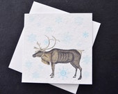 Majestuosos ciervos con azules copos de nieve cayendo / Eco-Friendly Plantable semillas tarjeta
