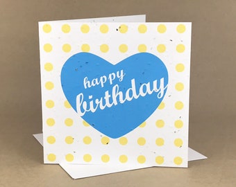 Plantable Eco-Friendly Seeded Card / Happy Birthday Heart