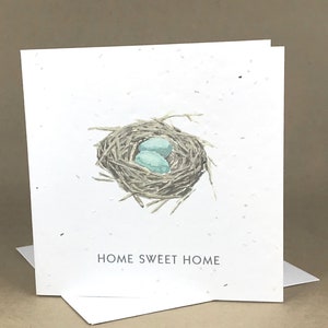 Carte à graines écologique à planter/Nouvelle maison... Nid d'oiseau avec œufs bleus