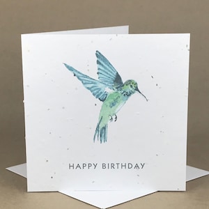 Carte ensemencée écologique plantable / Colibri Joyeux anniversaire