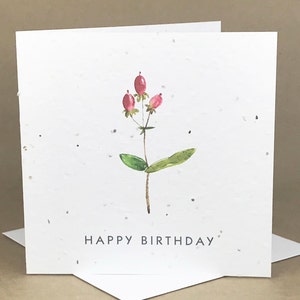 Pflanzenfreundliche Saatkarte / Happy Birthday Single Stem