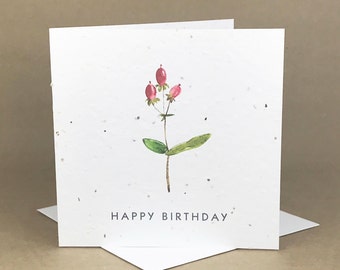 Plantable Eco-Friendly Seeded Card / Happy Birthday Single Stem