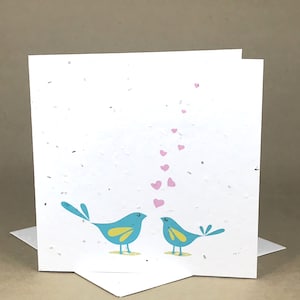 Plantable Eco-Friendly Seeded Card / Twee vogels spreken in harten