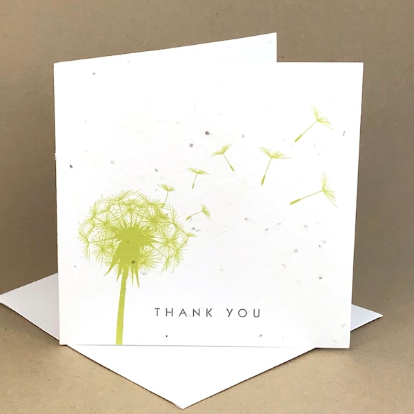 Plantable Eco-Friendly Seeded Card / Thank You .. Fresh Green Dandelion