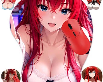 Alfombrilla de ratón 3D Oppai con reposamuñecas, alfombrilla ergonómica de anime, Rias Gremory
