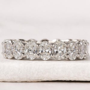 Anillo de boda ovalado de diamantes cultivados en laboratorio, anillo apilable a juego, anillo de aniversario ovalado, regalo de anillo de novia de oro de 14 quilates