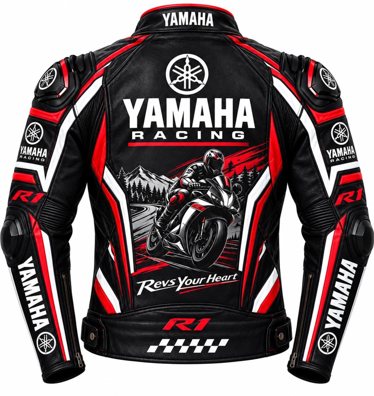 YAMAHA バイクジャケット LLサイズ 赤白黒 Yamaha Leather Jacket Red White - Etsy