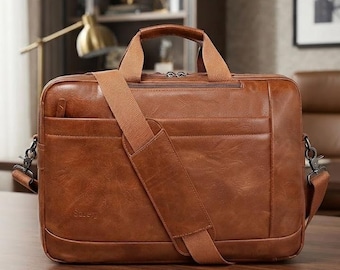 Convertible Faux Leather Messenger Bag, 3-in-1 Briefcase, Shoulder, Backpack, Work Bag