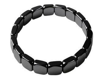 Magnetic Hematite Bracelet for Men & Women | Black Stone Stretch Bracelet | Pain Relief Therapy Jewelry | Gift Box Included