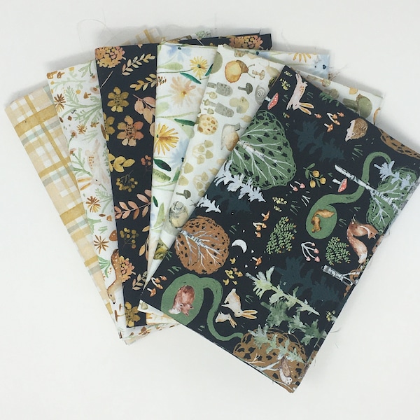 Fat Quarter Bundle, 6 Fat Quarters, Quilting Cotton Fabric - Dear Stella, Wood You Be Mine?