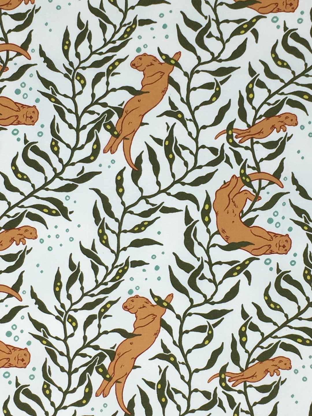 Organic Cotton Quilting Fabric Birch Fabrics, Wild Coast, Otters Light
