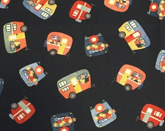 Cotton Quilting Fabric - Michael Miller Camping Life, Campers Navy