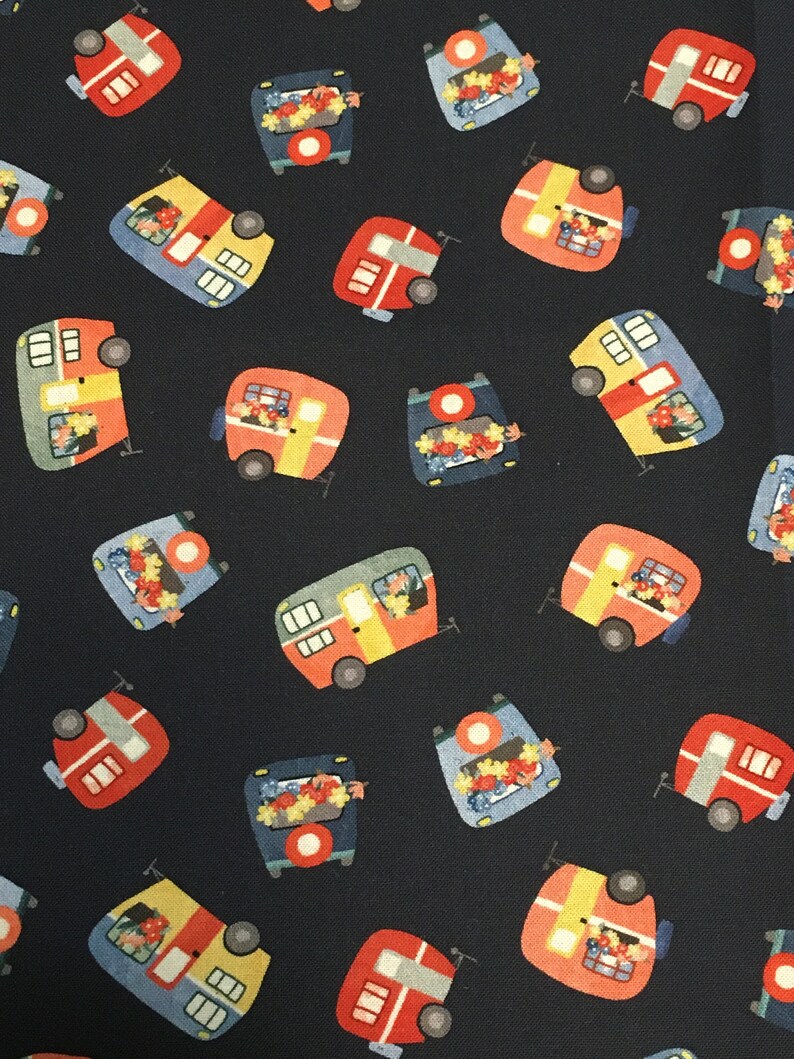 Cotton Quilting Fabric Michael Miller Camping Life, Campers Navy imagem 1