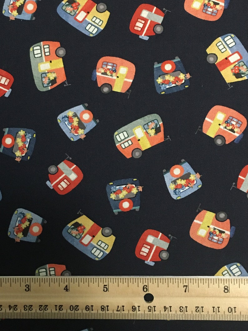 Cotton Quilting Fabric Michael Miller Camping Life, Campers Navy image 2