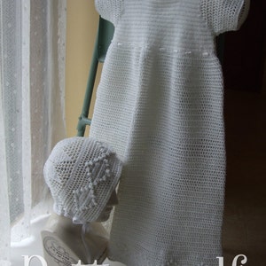 PDF Pattern - Crocheted Lace Party Dress or Christening Gown and Bonnet