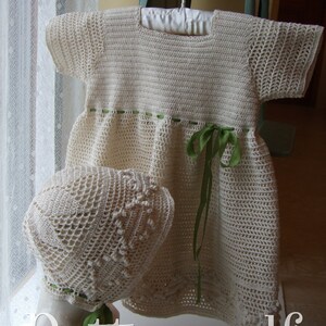 PDF Pattern - Crocheted Lace Party Dress or Christening Gown and Bonnet