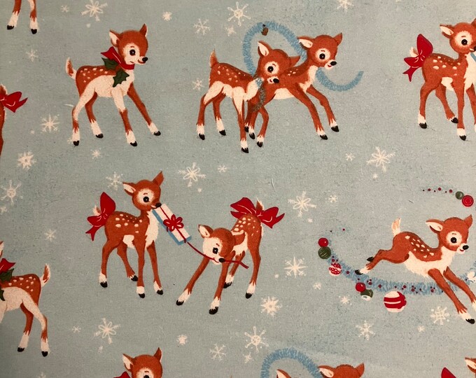 Retro Christmas Deer Cotton Flannel Fabric Joann Fabric, Very Merry