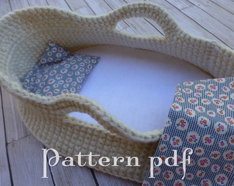 PDF Pattern - Crocheted Doll Moses Basket