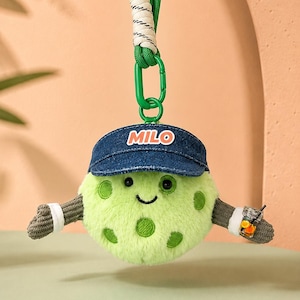Individuell gestaltbarer Pickleball-Plüsch-Taschenanhänger, Sport-Schlüsselanhänger aus Plüsch, süßes Sportler-Accessoire für Rucksack und Handtasche – Geschenkidee