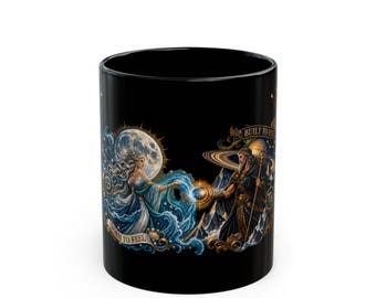 Cancer Rising Capricorn Sun Mug – Born to Feel, Built to Rise – Zodiac Astrology Black Mug – Celestial Gift – 11 oz