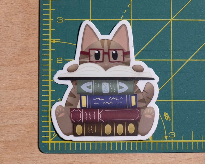 Book Cat Vinyl Stickers image 3