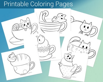 Teacup Cats Coloring Pages