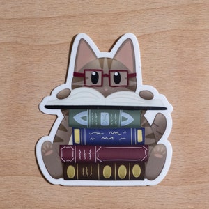 Book Cat Vinyl Stickers image 2