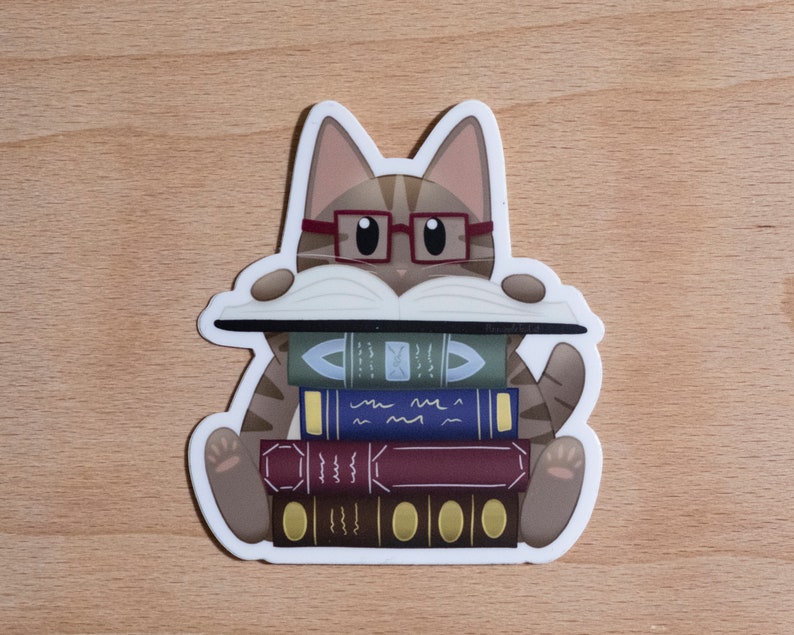 Book Cat Vinyl Stickers image 2