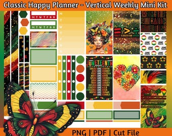 Printable Planner Stickers - Juneteenth Pride Vertical Weekly Kit, Black History Sheet for Classic Happy Planner, Freedom, 1865, Chp 031