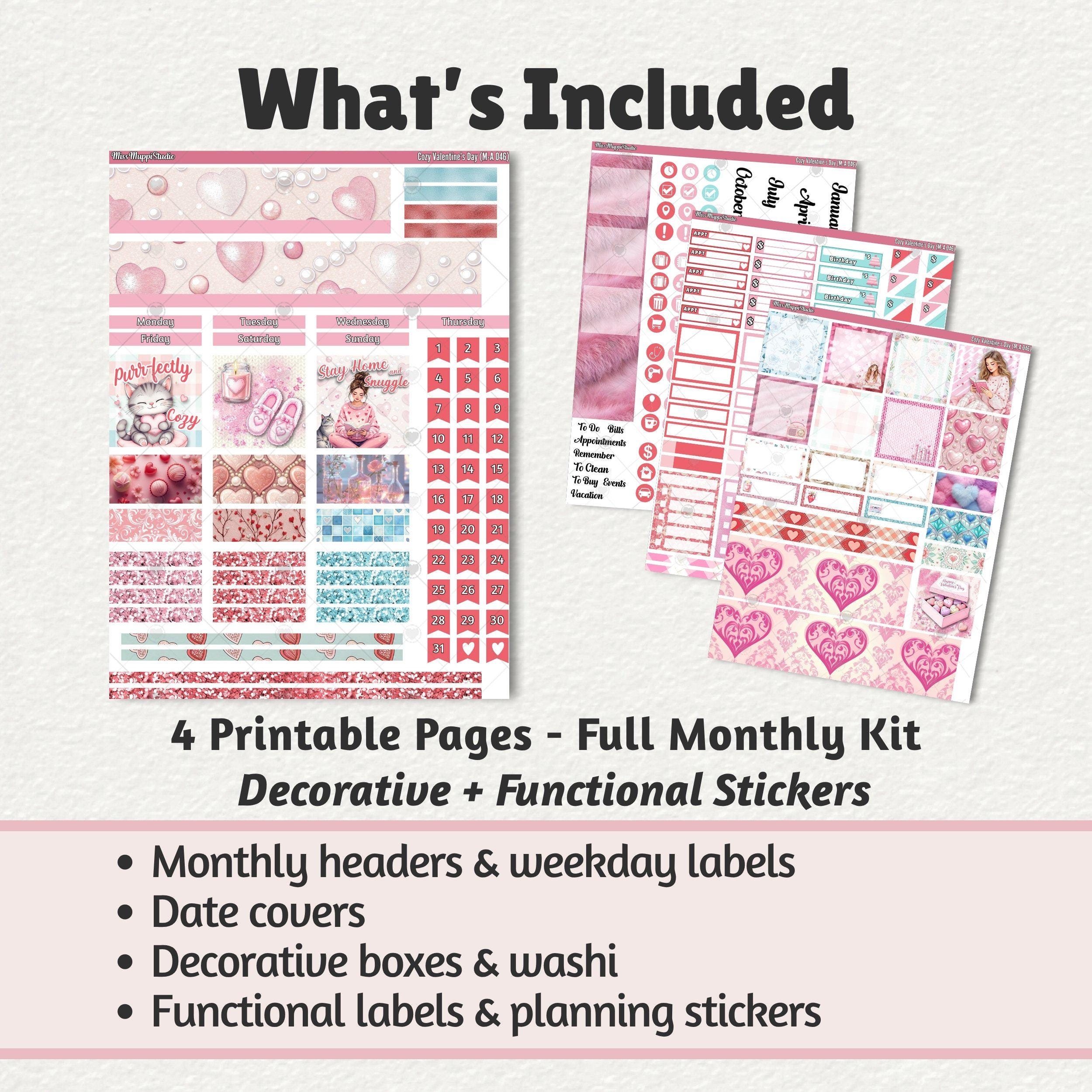 Printable Monthly Sticker Kit for Classic Happy Planner | Cozy ...