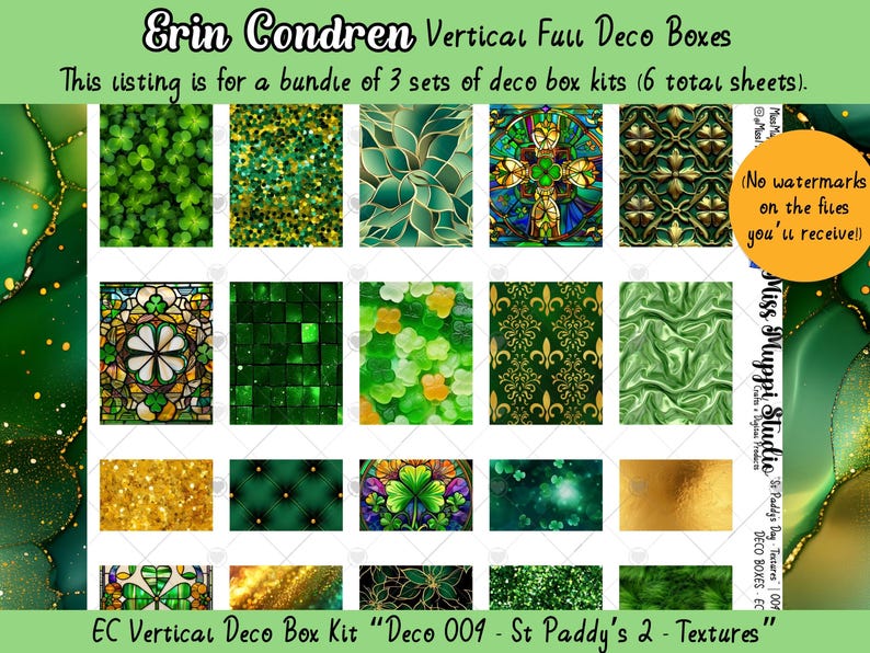 St Patrick's Day Erin Condren Printable Planner Stickers, Deco Box Kit ...