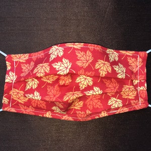 Fall Leaves Fabric Face Mask - Pleated Cotton 2 Ply - Adult Size