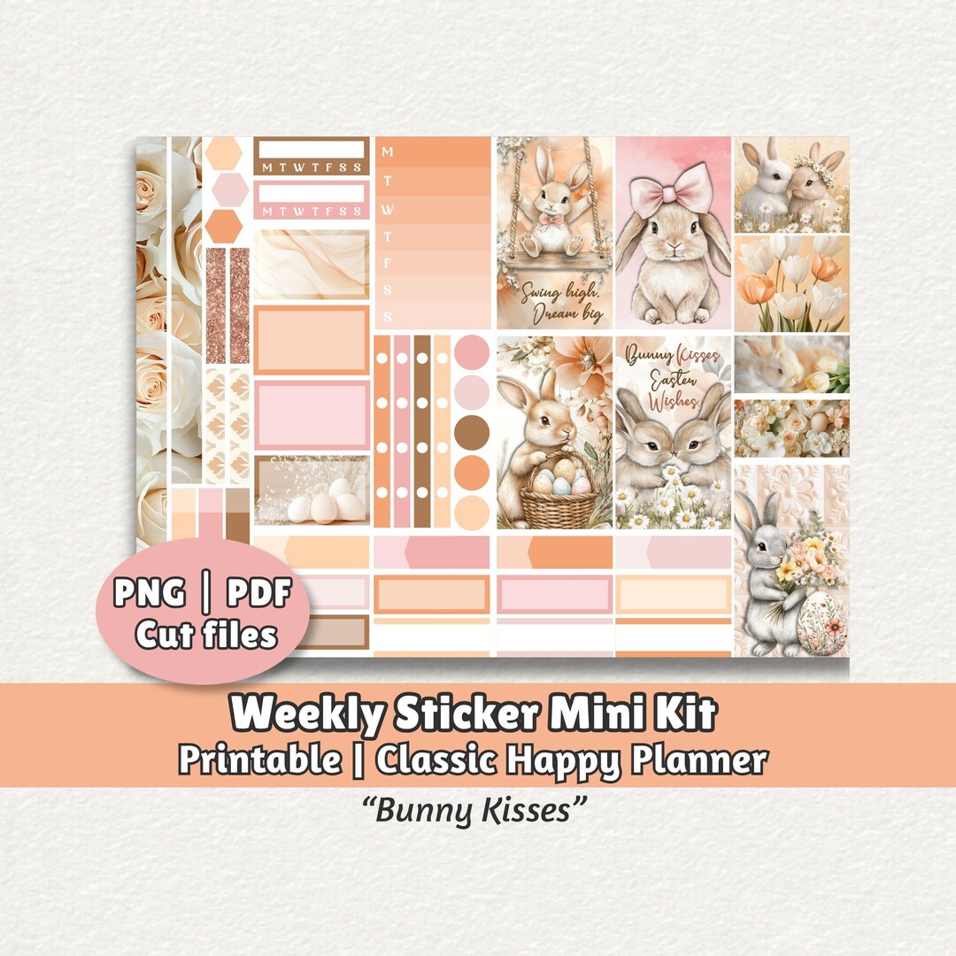 Easter Bunny Planner Stickers Printable - Watercolor Spring Floral ...