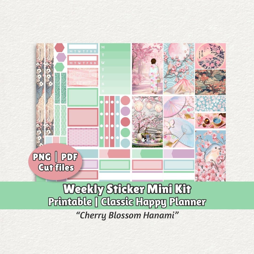 Cherry Blossom Planner Stickers - Printable Weekly Kit for Happy ...
