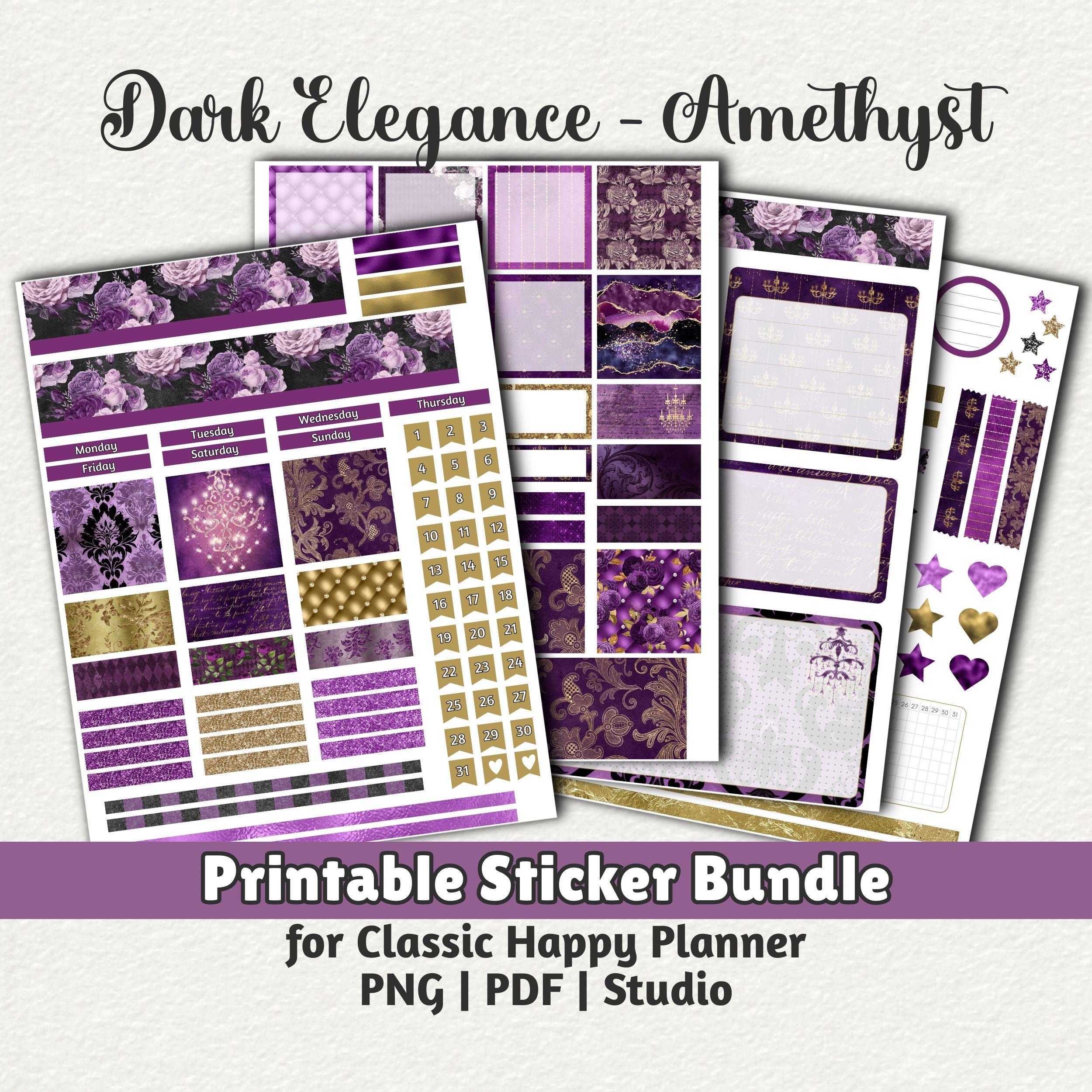 Amethyst Purple Printable Planner Stickers for Classic Happy Planner ...