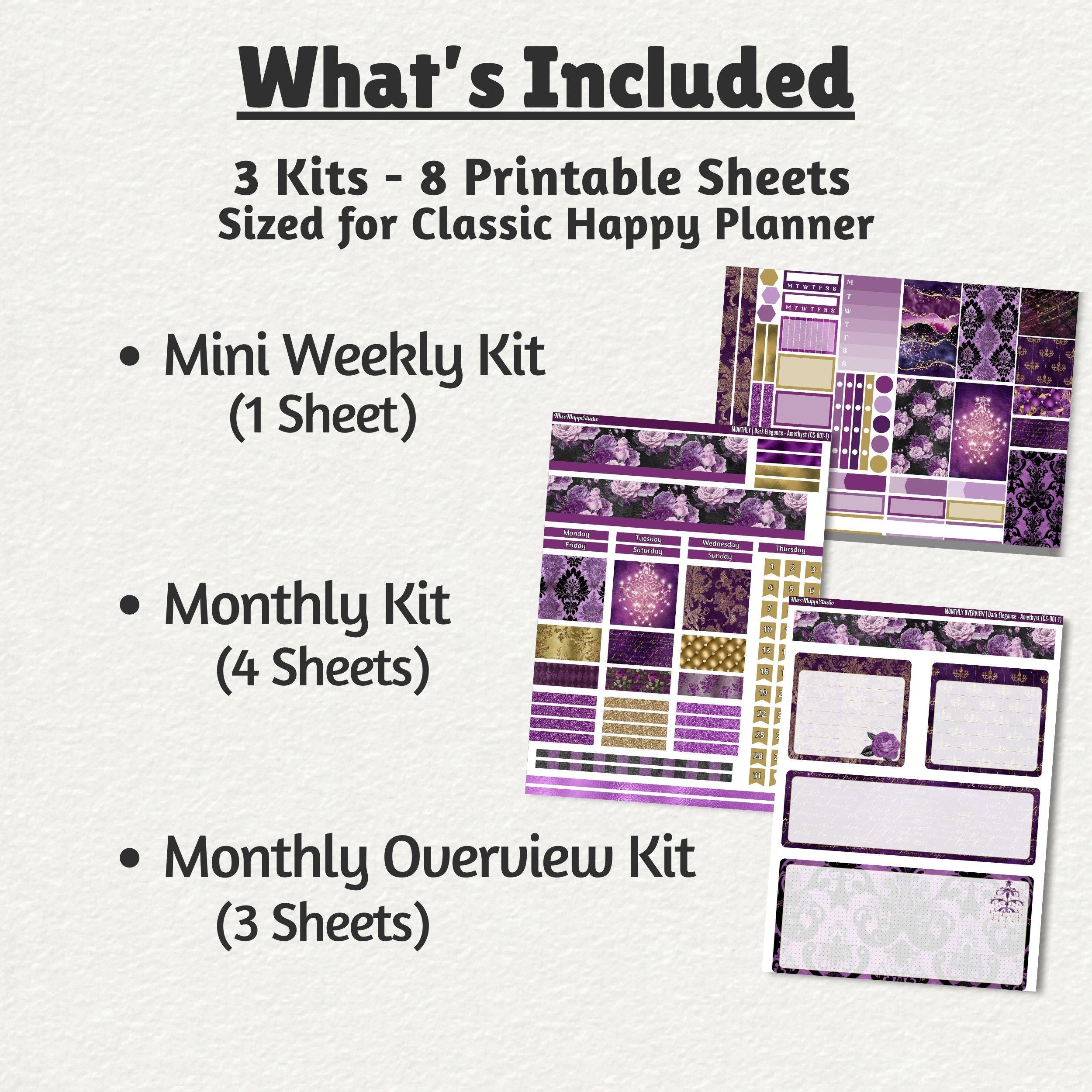 Amethyst Purple Printable Planner Stickers for Classic Happy Planner ...